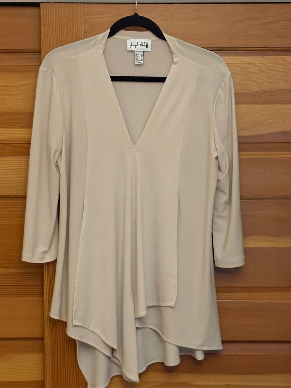 Joseph Ribkoff Cream V-Neck Draped Tunic Top